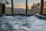 Hot tub with mountain views